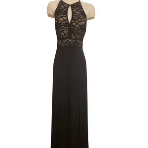 Maxi Lace Sequin Black Party Dress
